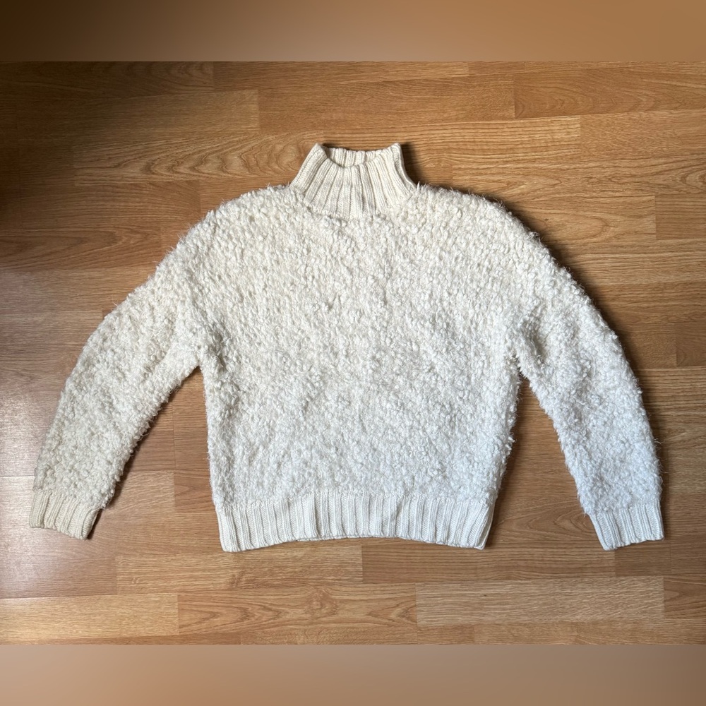 Express Ivory Fuzzy Turtleneck Sweater
